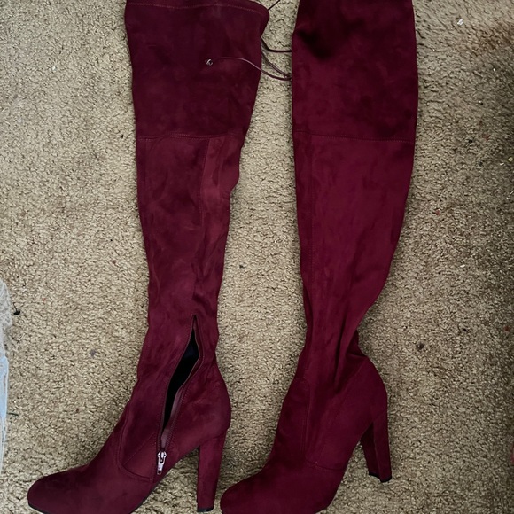 Tall microsuede wine boots - Picture 2 of 2